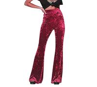 Genérico Pantalón Pinza Mujer Talle Alto Oro Terciopelo Color Sólido Casual acampanado Pantalones Ancho Pierna Pantalones Mujer Leggings Blanco Embarazo, rojo, L