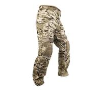 Genérico Pantalón Táctico DLX de Combate, 65% Poliéster y 35% Algodón, Multibolsillos, Ajuste Elástico en Cintura y Rodillas, Camuflaje árido pixelado español. Marca Conquer. Especial para airsoft