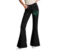 Genérico Pantalones acampanados casuales con estampado de Mes de Conciencia sobre Cáncer de Mama, Pantalones de Moda para Todos los Días, Le Noir, S