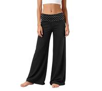 Genérico Pantalones anchos Casual para Niña 2026 Estampado Patchwork Corte Holgado Diario, Le Noir, 13-14 años