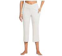 Genérico Pantalones Capris de Yoga para Mujer, Polainas de Cintura Alta, Pierna Recta, Ejercicio atlético, Entrenamiento, Capris de 21 Pulgadas (White, S)