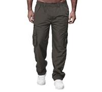 Genérico Pantalones Cargo Hombre Trabajo Pantalón con Cordón Y Bolsillos Pantalón Cintura Hombre Elástica Casual Deportivo Streetwear