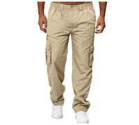 Genérico Pantalones Cargo Hombre Trabajo Pantalón con Cordón Y Bolsillos Pantalón Cintura Hombre Elástica Casual Deportivo Streetwear
