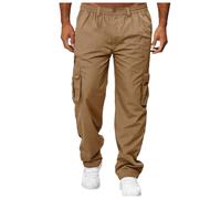 Genérico Pantalones Cargo Hombre Trabajo Pantalón con Cordón Y Bolsillos Pantalón Cintura Hombre Elástica Casual Deportivo Streetwear
