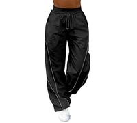 Genérico Pantalones Cargo Mujer Trabajo - Pantalones Cargo Holgados para Mujer Retro con Múltiples Bolsillos Cintura con Cordón Hebilla De Nariz De Cerdo Pantalones Casuales Tejidos Rectos Delgados