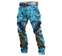 Generico Pantalones cargo para hombre militares con bolsillos laterales flores gótico pantalones ligeros moto hombre verano largos de trabajo estilo mitos nórdicos medievales día del padre pants
