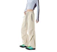 Genérico Pantalones Cargo para Mujer, Estilo paracaídas, para Senderismo, con Bolsillos con Cremallera, Holgados, para Viajes al Aire Libre. (Khaki, XL)