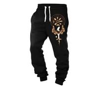 Genérico Pantalones Casual Cómodo Corte Fuselado Ligero Suave Y Elástico Frontal Plano Con Bolsillos Para Uso Diario Pantalones Tema Viking Mitología Nórdica, Le Noir, L