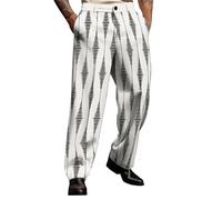 Genérico Pantalones Casual Hombre Suelto Impreso Y Cierre Atrapado Para Diario Tela No Elástica Adecuado Para Todas Las Temporadas Pantalones Traje Hombre Casual Y Práctico, blanco, S