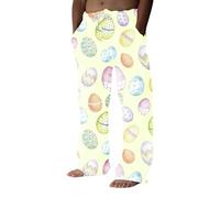 Generico Pantalones chándal hombre ligeros verano disfraz de Pascua la cruz de Jesús con cintura elástica pantalones pijama con bolsillos y cordón traje deportivo hombre para el tiempo libre gimnasia