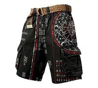 Genérico Pantalones Cortos Cargo Hombre Chinos, Pantalones De Trabajo Hombre Jogger, con Estampado MitologíA NóRdica Aventuras Al Aire Libre Utilitarios con MúLtiples Bolsillos PantalóN Trabajo