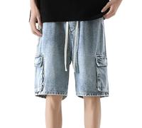 Genérico Pantalones Cortos De Mezclilla para Hombre 2025 Suave Multibolsillos Mezclilla Pantalones Cortos Casual De Trabajo Hombre Pantalón Corto Vaquero