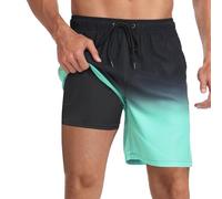 Genérico Pantalones Cortos de Tabla para Hombre, Ligeros, Transpirables, Informales, para Playa, Salidas diarias, con un Elegante diseño Degradado, Que Combinan Bien con (Mint Green, L)