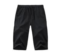 Generico Pantalones cortos de verano para hombre de lino largos sueltos Fit Pants Mono Pantalones cortos japoneses casuales sueltos Yoga Jogging Estilo retro Recto Elástico Tradicional Kimono Japonés