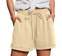 Genérico Pantalones Cortos Deportivos Mujer Cintura Alta con Volantes Pantalones Cortos Casuales Pantalones Deporte con Bolsillos