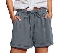 Genérico Pantalones Cortos Deportivos Mujer Cintura Alta con Volantes Pantalones Cortos Casuales Pantalones Deporte con Bolsillos