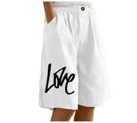 Genérico Pantalones Cortos Elásticos Color Sólido Atrapado Mediados Pantalones con Bolsillo Casual Pantalones Pantalones Largos Pierna Impresos para Un Look Estival Casual Y Feliz, blanco, XL