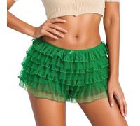 Genérico Pantalones Cortos en Capas con Volantes de Encaje Lolita para Mujer Y2k Bombachos con gradas de Hadas Festival de Fiesta de Calabaza Pantalones Cortos