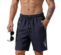 Genérico Pantalones Cortos Hombre Deporte, Pantalones Gym, Bolsillos Ibicenca Montaña Cremallera Elasticos Gimnasio Deportivas Bermuda Lino, Pantalón Corto Algodón Hombre, M