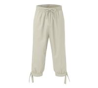 Generico Pantalones cortos para hombre de tres cuartos medieval vintage étnicos cómodos para el tiempo libre pantalones cortos pijama pirata pants vikingos medievales renacentistas punk cosplay