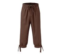 Generico Pantalones cortos para hombre de tres cuartos medieval vintage étnicos cómodos para el tiempo libre pantalones cortos pijama pirata pants vikingos medievales renacentistas punk cosplay