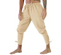 Generico Pantalones cortos para hombre de tres cuartos renacentistas punk medieval vintage cómodos pantalones pijama pirata pants medievales vikingos cosplay disfraz Halloween escocés para el tiempo