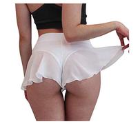 Genérico Pantalones cortos sexy con volantes para mujer, para bailar, pantalones cortos, eróticos, bragas hipsters, ropa interior, srunch Butt, cintura alta, pantalones calientes Comodidad
