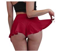 Genérico Pantalones cortos sexy con volantes para mujer, para bailar, pantalones cortos, eróticos, bragas hipsters, ropa interior, srunch Butt, cintura alta, pantalones calientes Comodidad