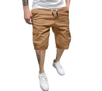 Genérico Pantalones Cortos Trabajo Hombre - Pantalon Cargo Corto Hombre - Pantalones Cargo Tejidos De Moda con Bolsillos Casuales De Verano De Color Sólido Y Talla Grande para Hombre