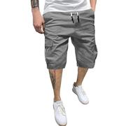 Genérico Pantalones Cortos Trabajo Hombre - Pantalon Cargo Corto Hombre - Pantalones Cargo Tejidos De Moda con Bolsillos Casuales De Verano De Color Sólido Y Talla Grande para Hombre