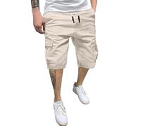 Genérico Pantalones Cortos Trabajo Hombre - Pantalon Cargo Corto Hombre - Pantalones Cargo Tejidos De Moda con Bolsillos Casuales De Verano De Color Sólido Y Talla Grande para Hombre