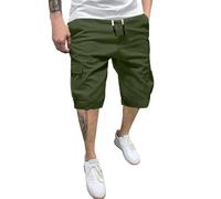 Genérico Pantalones Cortos Trabajo Hombre - Pantalon Cargo Corto Hombre - Pantalones Cargo Tejidos De Moda con Bolsillos Casuales De Verano De Color Sólido Y Talla Grande para Hombre