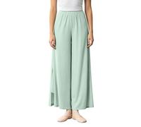 Genérico Pantalones De Baile Clásicos Para Mujer De Piernas Anchas Ranura Y Doble Tul Pantalones De Gimnasia Ejercicios De Baile Ballet Moderno Curso Palazzo Cintura Elástica Corte Fluido, verde claro