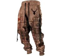 Genérico Pantalones de costura cruzada para hombre, pantalones retro mitología nórdica, pantalones medievales punk, gótico, pantalones pirata, vikingos, pantalones elásticos, japoneses, estilo kimono