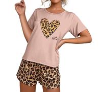 Genérico Pantalones De Dormir De Mujer Pijama Personalizado Women E Printing Sexy Sleepwear Set Pajamas Sleeveless Shorts Lingerie Sexy Slim Sleepwear Set Pijamas Mujer Bolsillos Pijama Pink XL