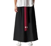 Generico Pantalones de hombre estilo japonés Kimono Harem Baggy Pumphose para hombre Vintage Largo Pantalones de jogging anchos Pantalones largos de estilo chino para hombre, Negro , 3XL
