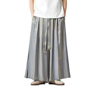 Generico Pantalones de hombre étnicos cómodos estilo casual japonés kimono Harem Baggy Pumphose Vintage Largo Jogging Anchos Largos Hakama Kung Fu de seda de hielo chino Wushu Fondo Trabajo Senderismo