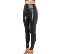 Genérico Pantalones de imitación Leggings Cintura elástica para Mujer Pantalones de sintética con Cremallera Pantalones Abiertos en la (Black L)
