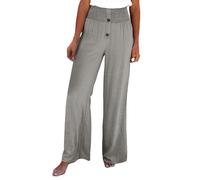 Genérico Pantalones de Lino Elasticos Comodos Mujer Verano Women's Spring New Solid Color Fashion Pants Elastic Loose Casual Wide Leg Pants Conjunto Verano Mujer Pantalon Vaquero (Dark Gray,S)