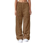 Generico Pantalones de mujer de invierno, pantalones de deporte para correr, térmicos, con bolsillos informales, cálidos, pantalones chándal de mujer, pierna recta con cordón, para Jogger y para