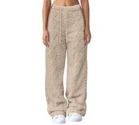 Generico Pantalones de mujer de invierno, pantalones de deporte para correr, térmicos, con bolsillos informales, cálidos, pantalones chándal de mujer, pierna recta con cordón, para Jogger y para