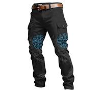 Genérico Pantalones de Trabajo para Hombres-Pantalones Cargo Estampado con diseño Funcional de Bolsillos para Uso Diario Laboral Ligero Informal (Black, S)