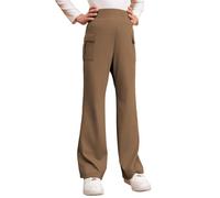 Genérico Pantalones de Uniforme para niñas, Pantalones Escolares para Adolescentes, Talla 6-15 años (Brown, 13-14 Years)