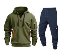 Genérico Pantalones Deporte Hombre Sudadera Deportiva Con Capucha de Deporte Ropa de Invierno Un Conjunto Activewear Pantalon de Chandal Chandal Completo Hombre Verde militar M