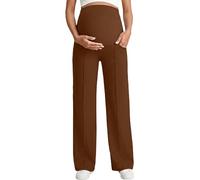 Genérico Pantalones Embarazo Otoño Invierno Talle Alto, Diadema Vientre Pierna Ancha Elástica Transpirable Pantalones Maternidad Al Aire Libre Pantalones Layering Diario Pantalones Confort Maternidad