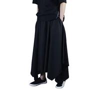 Genérico Pantalones Falda Hombre Suelo De Piernas Largas Estilo Harem Japonés Pantalones Kendo Y Bragas Para Verano Diseño Irregular Y Acampanado Largo Casual Original, Le Noir, 3XL
