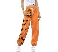 Genérico Pantalones Halloween Mujer 2025 Jogging Traje De Halloween Mujeres De Talle Alto Patrón Impreso Cráneo De Halloween Pantalones Ligero Casual Sportwear Con Bolsillos Yoga, rosa brillante, XL