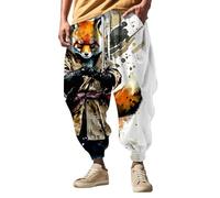 Genérico Pantalones Hombre con Bolsillos Loose Pants Estampado De Estilo Japonés Elástico En Cintura Pantalones para Correr Entretiempo Largos Pantalones