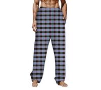 Genérico Pantalones Hombre Moda Hombre Casual Plaid Encaje Algodón puede ser al aire libre pijama casa pantalones, Le Noir, XXL