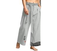 Genérico Pantalones Largos Hombre Japonés Verano Taro para Hombres Ropa Elástica de Lino Kirakuco Cómodo De Sujeción Jogging Viajar con Cordón Ligero Tradicional Casual Pantalones, Luz Cenicienta, XXL